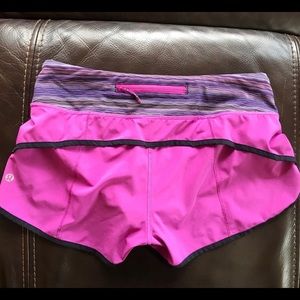 lululemon magenta speed short, size 6, used twice